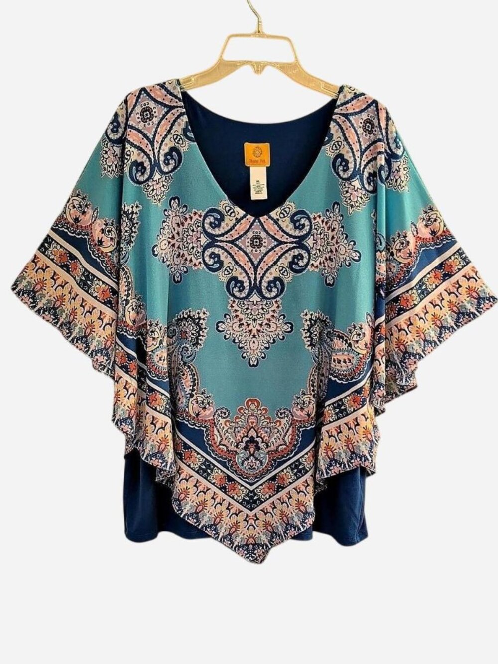 Ruby Rd. Paisley Tunic Top Blue & Pink Size XL